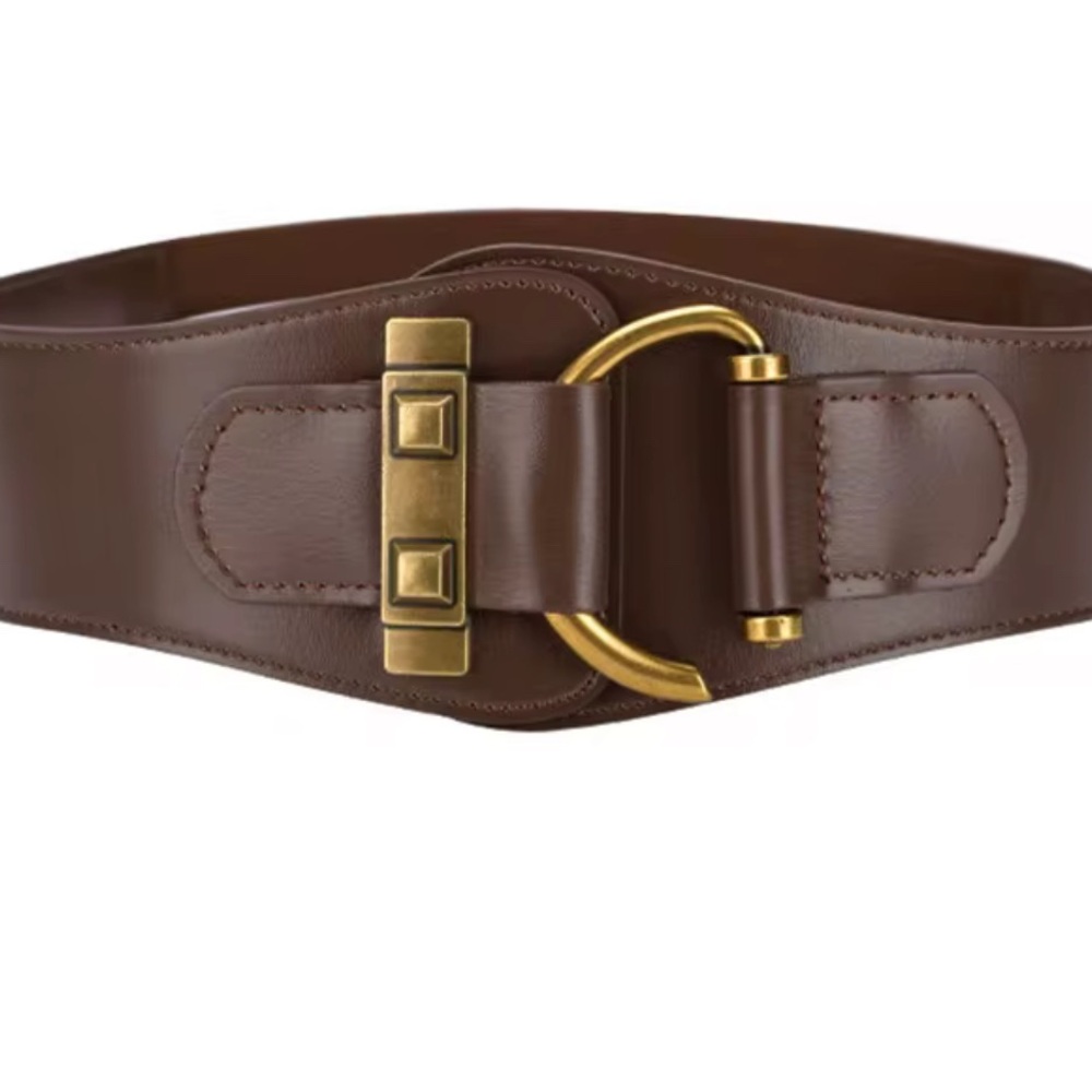Women’s PU Wide Leather Waist Belt in Black or Dark Brown - Picture 3 of 5